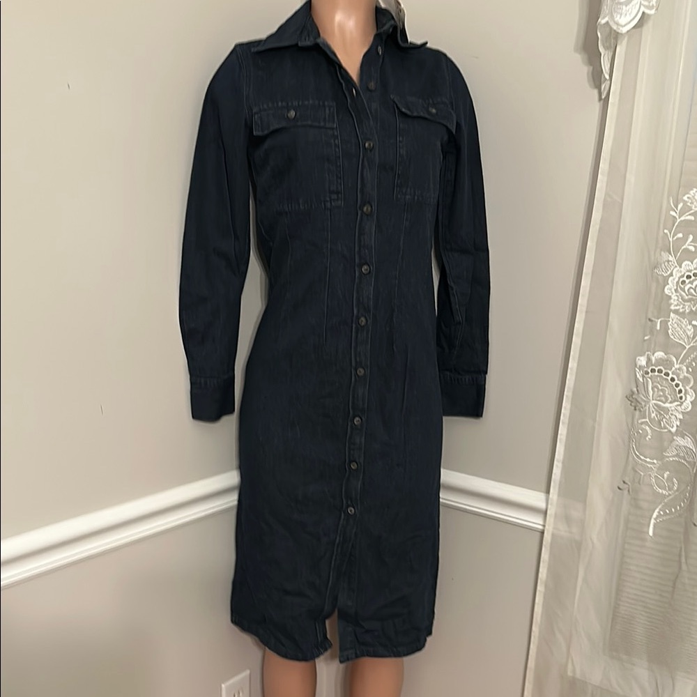 Zara Dark Denim Button-Up Dress